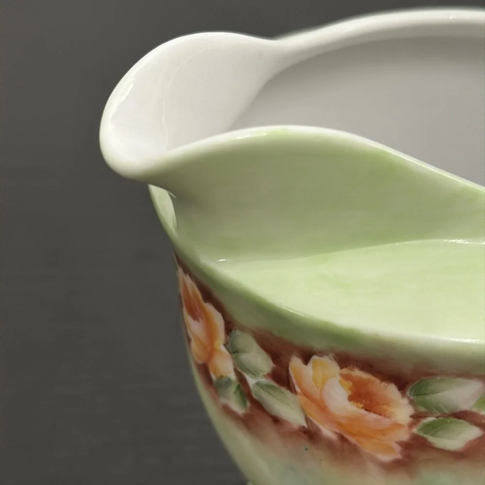 Mint Green Floral Adorned Vintage Creamer Pitcher